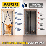 AUGO Heavy Duty Magnetic Screen Door – Fiberglass Pet Resistant Mesh, Self Sealing Hands Free Magnetic Closure, Tear Resistant Door Screen Keeps Bugs Out, Patent Pending Keep Open Feature – 38” x 83”