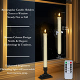 Homemory Window Candles with Remote Timer Dimmer - 6 Pcs Battery Operated Ivory Flameless Tapers with Holders and Suctions - LED Candlesticks for Christmas, Xmas Holiday Decor