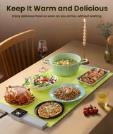 Relixcozy Food Warming Mat for Food, Electric Warming Tray with 5 Temp-Settings, Full-Surface Heating Pad for Food with Auto-Off Timer, Portable Food Warmers for Parties, Silicone Food Heating Mat