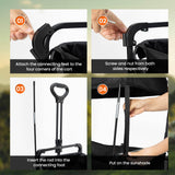 Black Removable Wagon Canopy Attachment with Rods, Foldable Sun Shade Cover