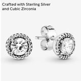 PANDORA Round Sparkle Stud Earrings - Classic Earrings for Women - Great Gift for Women - Made with Sterling Silver & Cubic Zirconia, With Gift Box