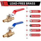 4 Pack EFIELD 1/2 Inch Pex Brass Full Port Shut-off Ball Valve for Hot and Cold Water,Potable Water, Pex Barb Crimp Connection,(VALVE002)