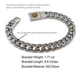 Italian Sterling Silver Men's Bracelets Jewelry，8.6" Lion