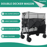 SUNNYFEEL 550L Double Decker Wagon with High Extender & Tailgate