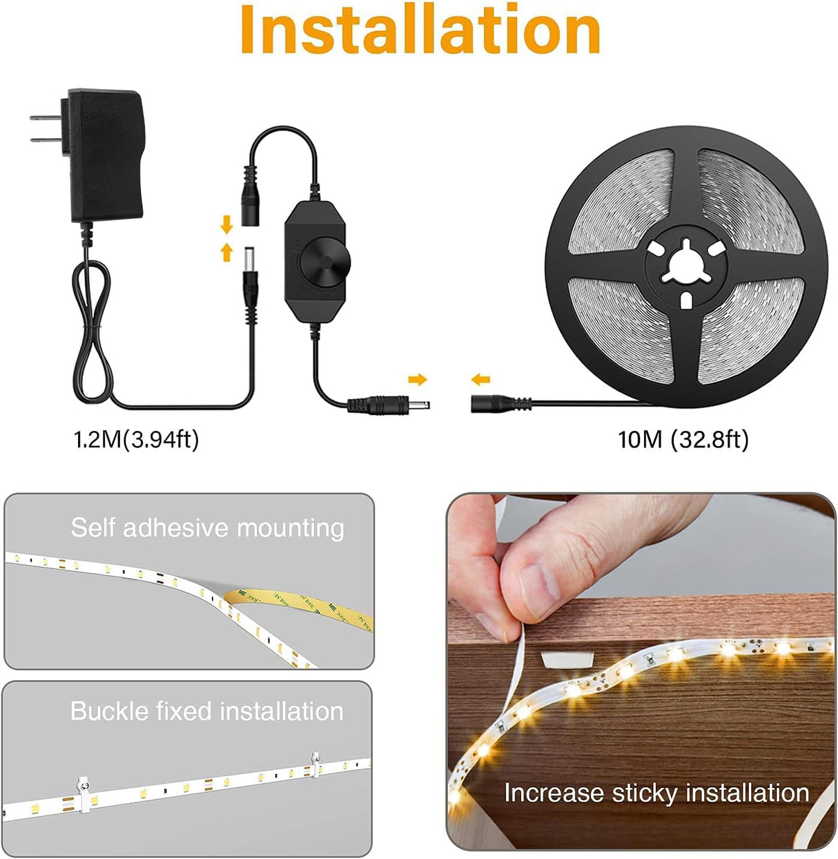 Onforu LED Strip Lights Warm White,32.8ft Dimmable 3000k Led Lights for Bedroom,Soft White Rope Light,2835 LEDs 12V Flexible Strip Tape Easter Lighting for Under Cabinet,Home,Kitchen,Bedroom,Christmas