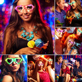 24 Packs LED Glasses for kids Glow in the dark Party Supplies Favor,6 LED 6 Shapes Glasses Flashing Plastic Light up Glass Toys Bulk 3 Replaceable Battery fit Halloween Christmas Thanksgiving