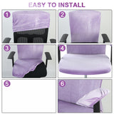 Tallew 4 Pcs Office Chair Covers Set Computer Universal Protective Stretchable Chair Seat Covers Desk Armrest Slipcovers Pads Office Cushion Backrest for Rotating(Purple)