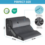 MEGCXIT 3PCS Bed Wedge Pillow for Headboard, 10-in-1 Adjustable Foam Wedge Pillow for Acid Reflux Relief, 23” Wide Triangle Pillow Wedge for Post Surgery, Back Pain Relief & Snoring, Grey