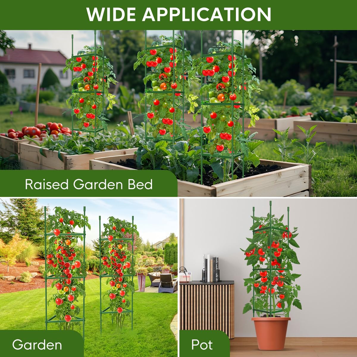 8PCS Tomato Cages for Garden, Tomato Trellis for Raised Garden Bed, 51.2" Tall Cage Plant Support for Pots, Gardening Supplies Trellis for Climbing Plants (8PCS，High: 51.2 Inch)