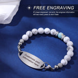 JFJEWER Medical Alert Bracelets for Women Free Engraving, Personalized Customizable ID Bracelet, White Turquoise Beaded Emergency Bracelets - Style 6