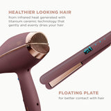 Conair Limited Edition Bundle | INFINITIPRO by CONAIR Hair Dryer with Diffuser - and - Conair Double Ceramic 1-inch Digital Flat Iron | Plum | Amazon Exclusive