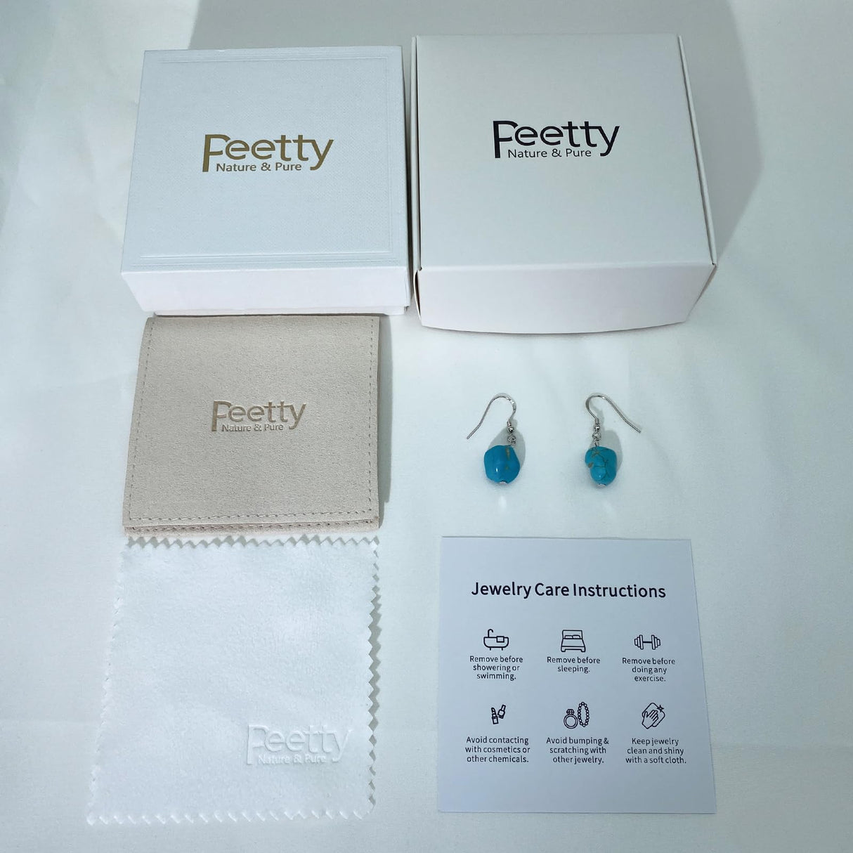 Turquoise Dangle Earrings, White Gold, 925 Sterling Silver
