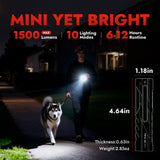 WARSUN T9PRO Pocket Flashlight Rechargeable, 1500 Lumen EDC Flashlight with Magnet Base and Clip, Compact Work Light for Dog Walking, Camping, Car Repair, Home Repair, Power Outages and Everyday Carry