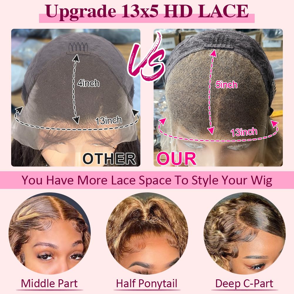 CYNOSURE 4/27 Highlight 13x5 Lace Front Wigs Human Hair Curly Wave Ombre Honey Blonde HD Lace Front wig Human Hair Pre Plucked 180 Density 26 inch Frontal wig Colored