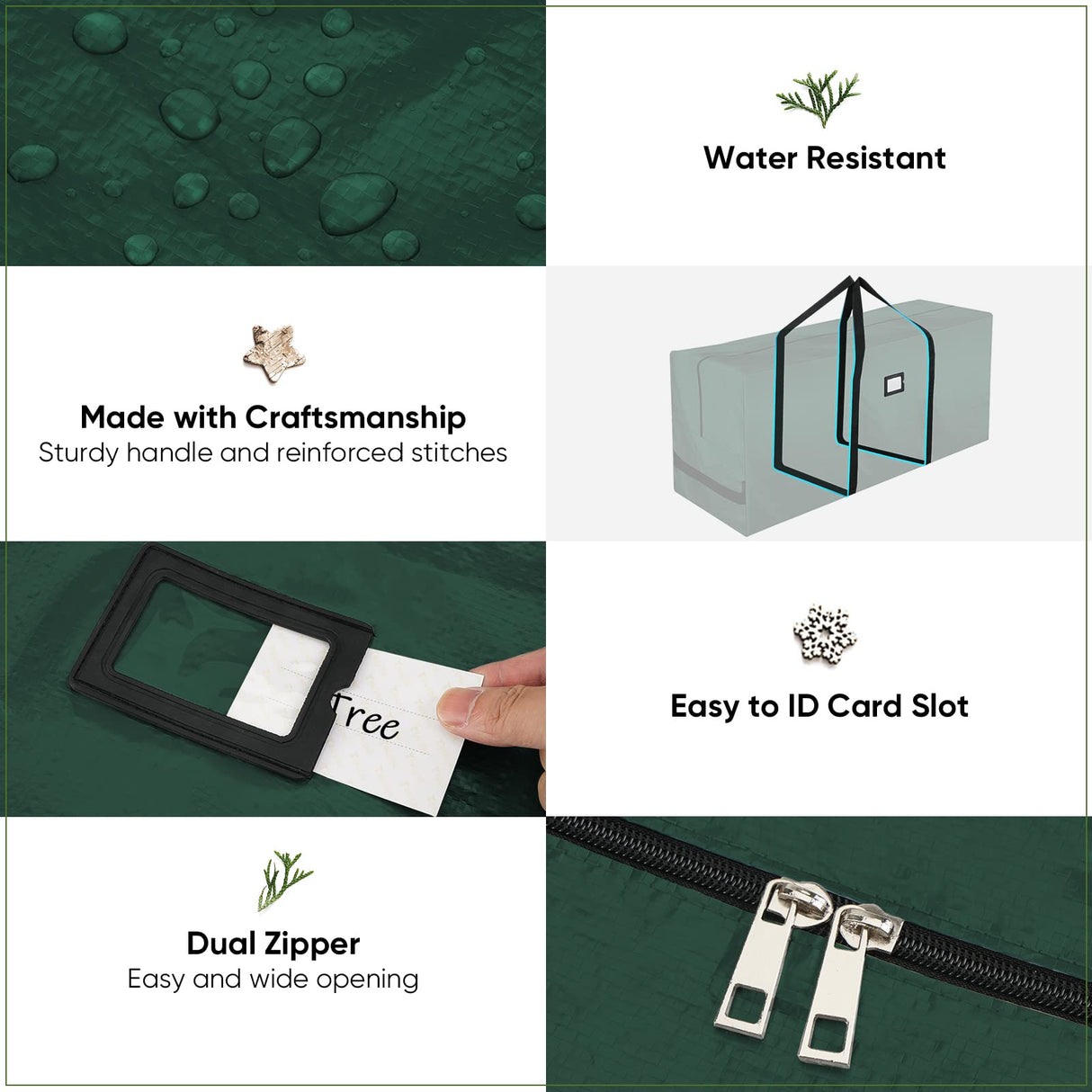 BALEINE 9 ft Christmas Tree Storage Bag, Heavy Duty Extra Large Artificial Christmas Tree Bag with Reinforced Handles and Dual Zippers Wide Opening (Green, 9 ft)