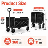Collapsible Wagon Cart with Wheels Foldable, Compact Folding Utility Wagon