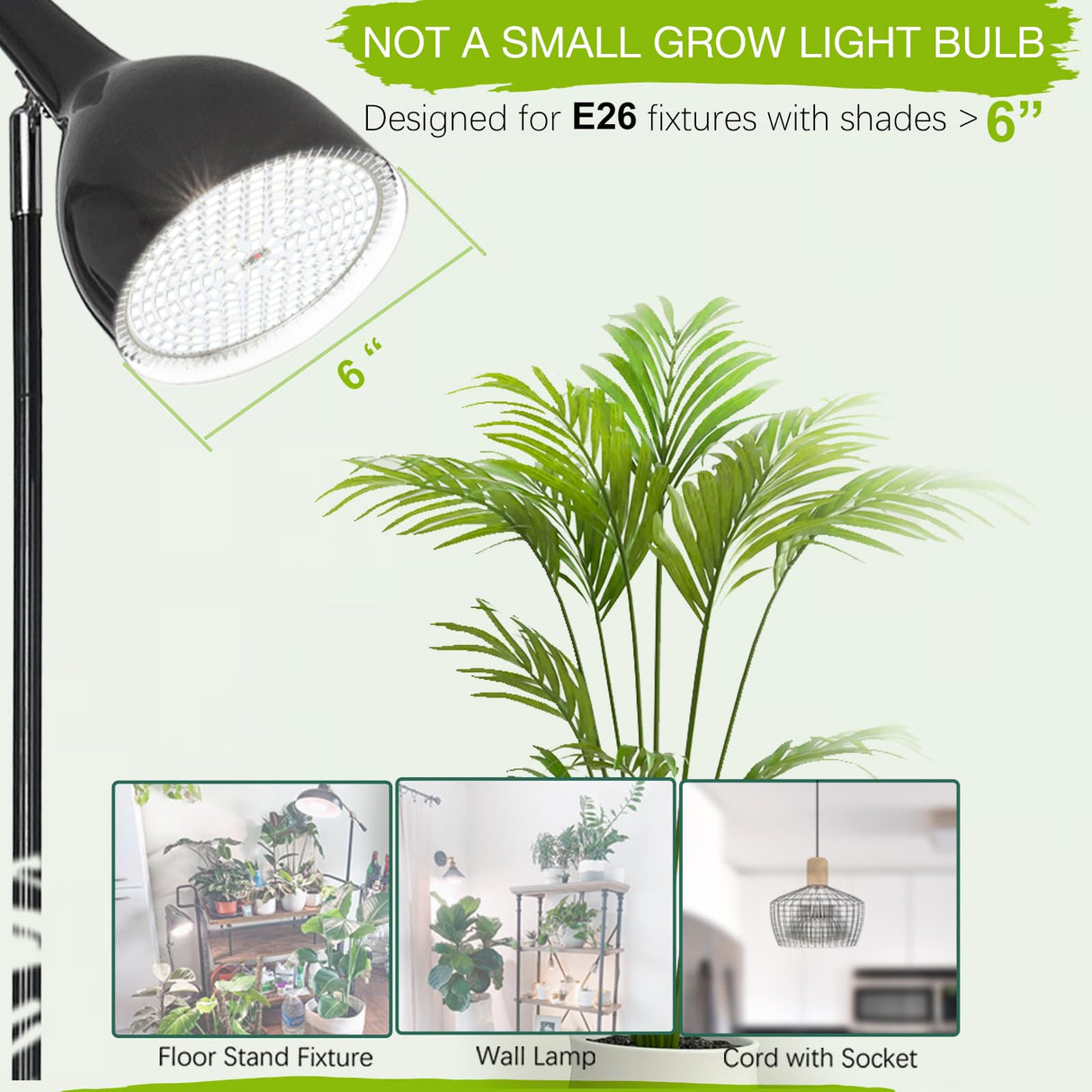 Lonwon Grow Light Bulbs for Indoor Plants, Plant Light Bulbs for Indoor Growing, Full Spectrum E26 LED Grow Bulb with 30W (320W Equivalent) 4000K Warm White, 1-Pack