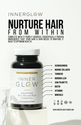 Inner Glow Advanced Hair, Skin & Nails Formula - Dermatologist and Plastic Surgeon Developed, clinically Tested for visibly Stronger and Thicker Hair in 12 Weeks