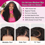 HINOEI 28 inch Glueless Wigs Human Hair Pre Plucked Pre Cut Wear and Go Water Wave 7x4 Closure Wigs Human Hair 200 Density Wet and Wavy Curly Wig Human Hair Pre Bleached