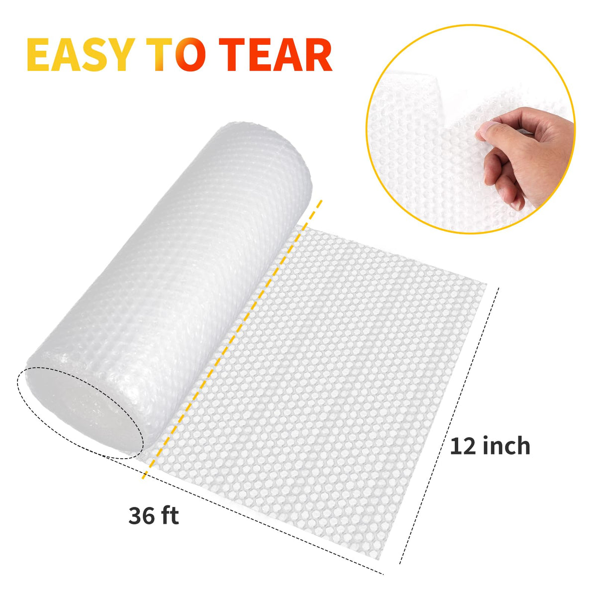 Bubble Cushioning Wrap 2 Pack 12 Inch x 72 ft Total Bubble Wrap for Packing，Moving Boxes and Shipping for Your Business，Perforated Every 12 in.Suitable for Filling Packaging Boxes.