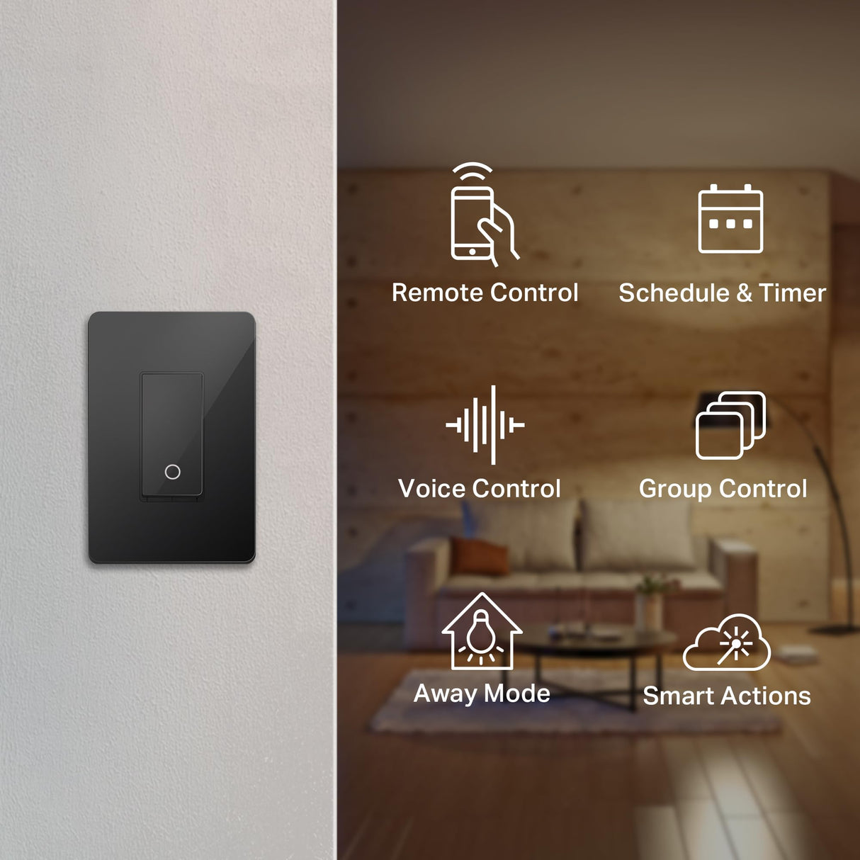 Kasa Smart Light Switch HS200-BL, Single Pole,Neutral Wire Required, 2.4GHz Wi-Fi Light Switch Compatible with Alexa and Google Home, UL Certified, No Hub Required, Black