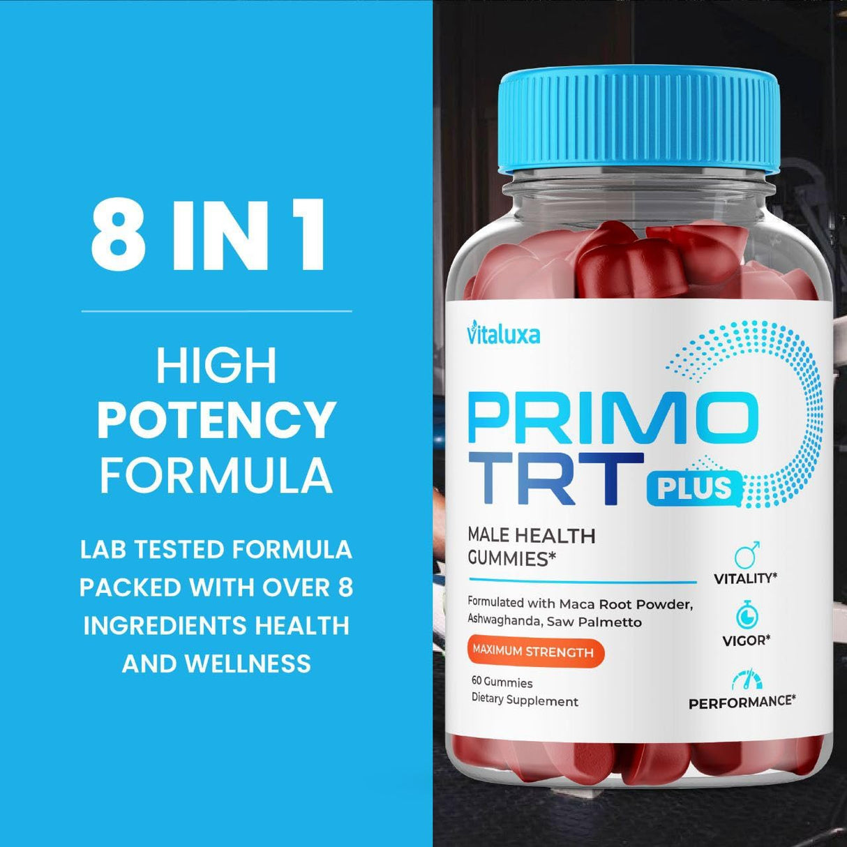 Primo TRT Gummies, Primo TRT Plus Advanced Performance Blend Supplement, PrimoTRT Try Prime Gomitas Maximum Strength Males Support for Overall Health Wellness All Natural Ingredients (60 Gummies)