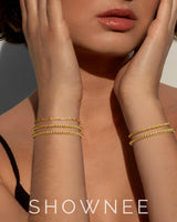 shownee Gold Beaded Bracelet for Women 14K Gold Plated Bracelets Gold Stretch Bead Ball Bracelets Hypoallergenic Stackable Bracelet Set 6.8 inch small Graduation Gift for Her Mothers Day Gifts for Mom