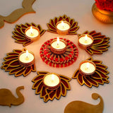 exciting Lives Lotus Tealight Holder Set of Six - Tealight Holder for Indian Decorations, Pooja Decorations for Home, Tealight Diya for Indian Puja, Diwali Decor, Diwali Gifts, Festive Gifts
