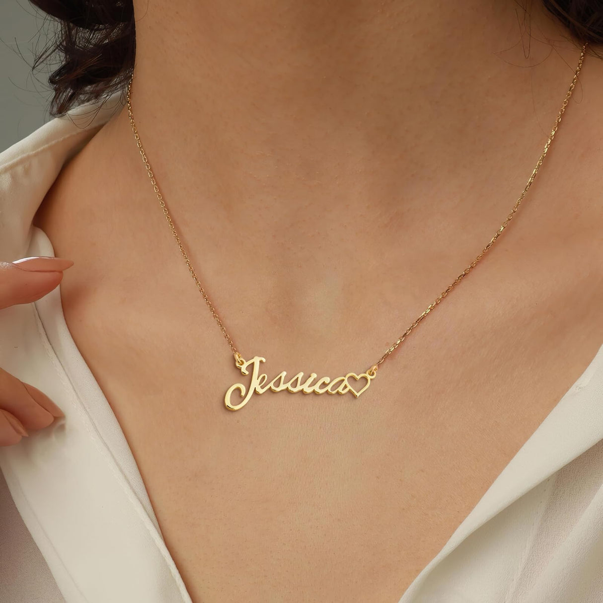 KUKULIKI Custom Name Necklace Personalized Heart Symbol, 18K Gold Plated Handmade Personalized Necklaces for Women, Customized Jewelry Birthday Gifts