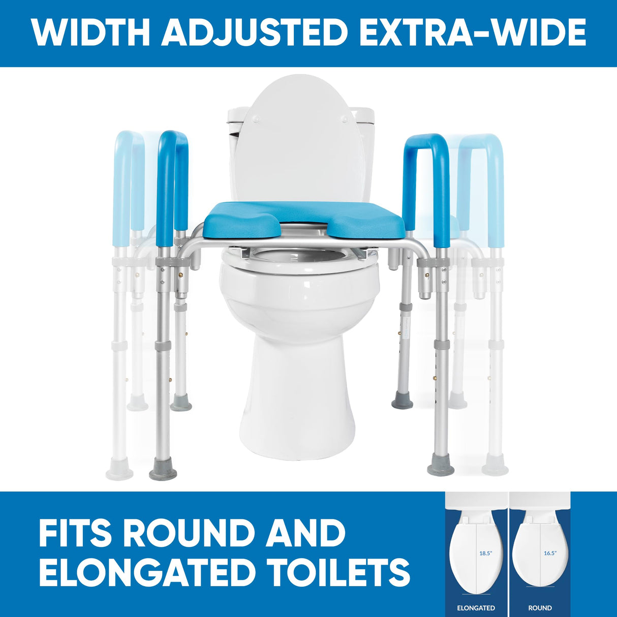 Platinum Health Original Ultimate Padded Raised Toilet Seat with Handles, Riser for Seniors with Adjusted Height & Width, FSA HSA Eligible 420lb for Elderly, Seniors, Pregnant, Fits any Toilet