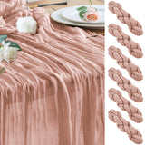 Wokceer Cheesecloth Table Runner Christmas 6Pack 10FT Dusty Pink Boho Gauze Fall Cheese Cloth Table Runner for Party Long Rustic Sheer Table Runners for Baby Bridal Shower Wedding Easter Table
