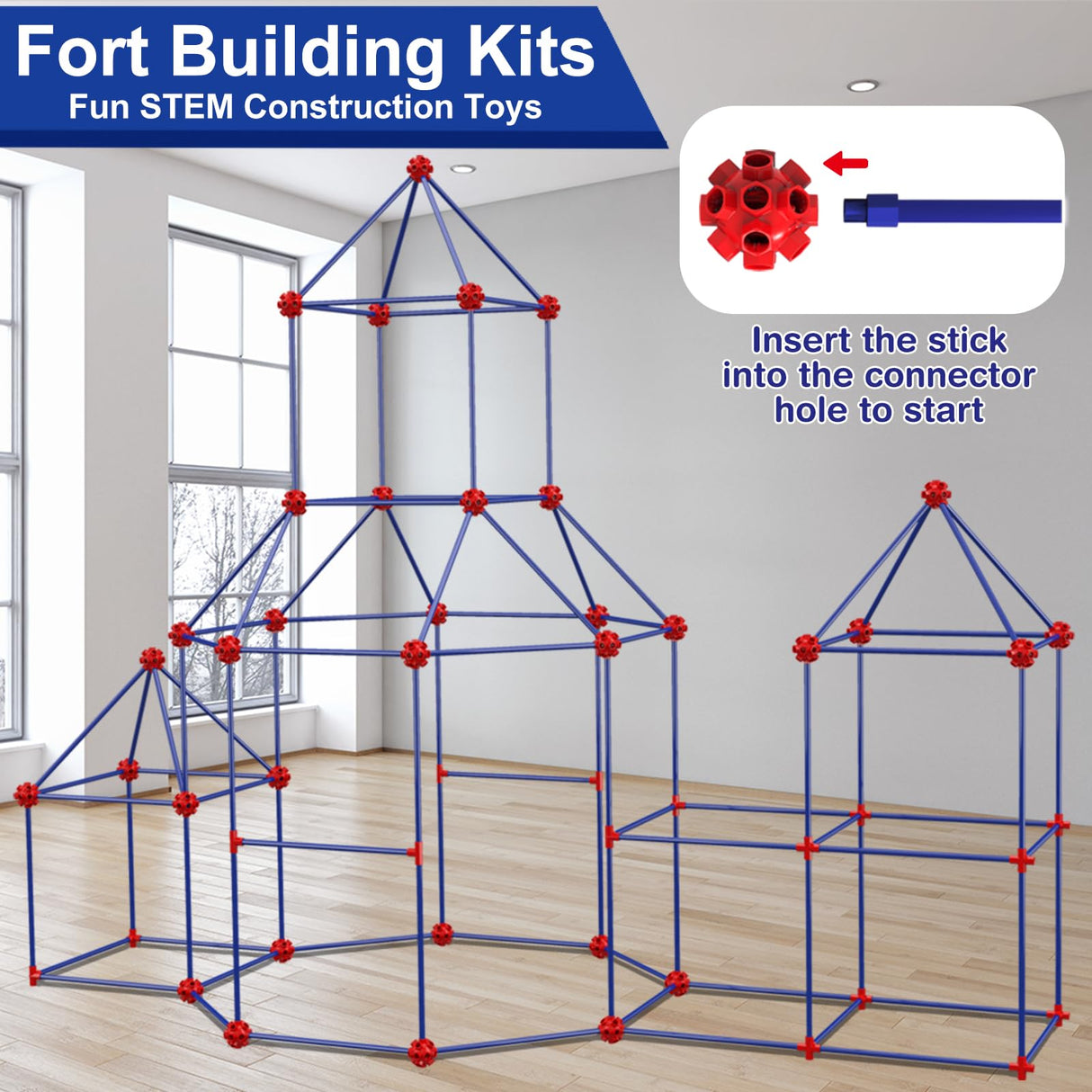 V-Opitos 180 Pack Fort Building Kits for Kids Age 4, 5, 6, 7, 8+ Years Old, Creative STEM Building Toys for DIY Castles, Tunnels, Play Tent, Ideal Christmas, Birthday Gifts for Boys & Girls