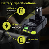 Ultraxxis 2 Packs 3.0Ah High Capacity Replacement for Ryobi 18v Battery P108 P104 P105 P102 P103 P122 P109 Li-ION Compatible with Ryobi 18V ONE+ System Cordless Power Tools and Charger