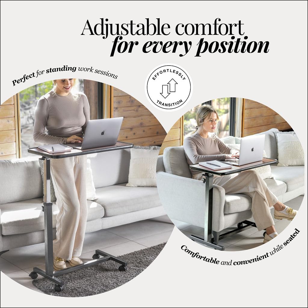 Medical king Adjustable Overbed Bedside Table with Wheels Bed Desk Over Bed with Wheels Hospital Table for Hospital and Home Use