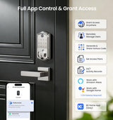 Veise VE017 Fingerprint Smart Door Lock, App Control, 8-in-1 Keyless Entry, Auto Lock, Emergency Power Port, Electronic Touchscreen Keypad, Biometric Smart Locks for Front Door, Satin Nickel