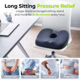 AUVON Innovative Donut Pillow Hemorrhoids Scientific Center Hole and Tailbone Cutout, Orthopedic Pain Relief Donut Seat Cushion for Coccyx, Sciatica, Postpartum Pregnancy, After Surgery Sitting Relief