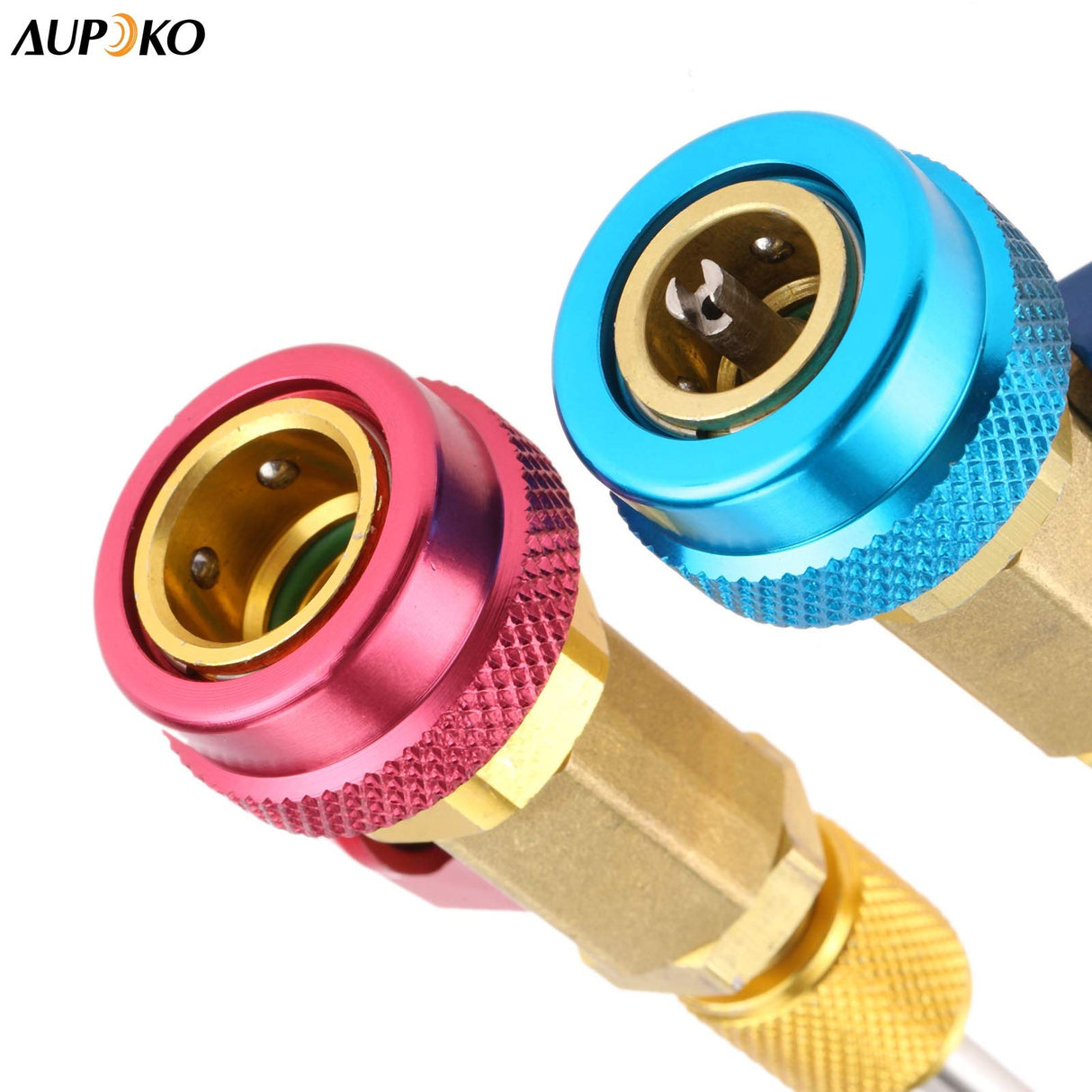 R134A R12 Valve Core Quick Remover Installer, Air Conditioning Adjustable High Pressure (Red) and Low Pressure (Blue) Valve Core Tool, 2 Pack