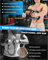 Saker Twister Arm Trainer, 40-100lb Adjustable Chest Workout Equipment, Arm Trainer, Twister Arm Trainer, Portable Power Twister Bar, Detachable Design Fitness Anywhere (Blue)