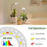 LORDEM Grow Lights for Indoor Plants, 2 in 1 Full Spectrum Plant Light with 360° Gooseneck, 48 LEDs, Auto Timer 6/8/12/16H, 3 Lighting Modes,5 Brightness Levels for Small Plants, 3 Pack Black