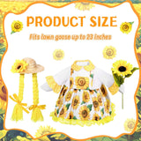 JcHrmers Sunflower Goose Outfit Sunflower Dress and Straw Hat Porch Goose Clothes Fits 23" Cement or Plastic Goose Statue for Spring Summer Outdoor Garden Lawn Yard Patio Decor