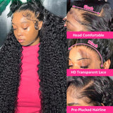 GYAJEP 32 inch Deep Wave Lace Front Wigs Human Hair 13x6 HD Lace Front Wigs Human Hair Pre Plucked 200% Density Deep Wave Wig Human Hair with Baby Hair Natural Color