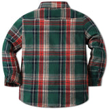 Cromoncent Kids Long Sleeve Button Down Flannel Cotton Plaid Shirt Tops for Boys,Christmas Green,5-6 Years = Tag 130