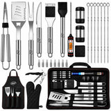 Kaluns Grilling Accessories, Dad Gifts for Christmas, Heavy Duty Stainless Steel Grill Set BBQ Grill Accessories for Outdoor Grill with Meat Thermometer, Case and Apron