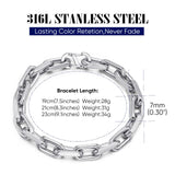 VNOX Link Chain Bracelets for Men - Cool Mens Bracelets Diamond-Cut Paperclip Solid Chain Bracelet Chunky Stainless Steel Jewelry Trendy Gifts for friend Teen (Silver, 8)