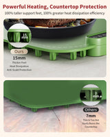 Warming Mat for Food, Upgraded Fast-Heating Electric Warming Tray with 7 Temp Levels & 8 Timers, Buffet Raised Feet & Rollable Silicone Heat Pad, Portable Food Warmer for Home, Party & Travel(Green)