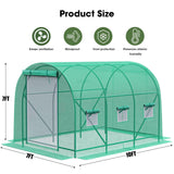 Grezone Walk-in Greenhouse Upgraded Green House with Dual Zippered Screen Doors & 6 Screen Windows Heavy Duty Plastic Plant Warm House with Reinforced Frame (10x7x7 FT)