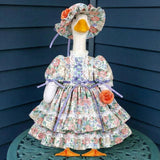 Suzile Porch Goose Outfit Set Spring Flower Lolita Dress Hat Clothes for 23'' Porch Goose Plastic Cement Statue Costume for Spring Easter Primitive Rustic Summer Outdoor Patio Yard Lawn Decor