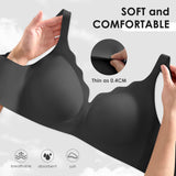 Seamless Wireless Bra for Women with Support - No Underwire Full Coverage Push Up Comfort Bras - Smoothing Fashion Clothing for Womens Girlfriend Gift - Christmas Birthday Gifts for Women(Black,L)