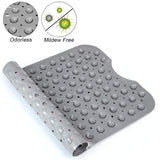 YINENN Bath and Shower Safety Mats 40x16 inch, Non Slip with Suction Cups for Bathroom Stall and Tub Floor, Extra Large and Machine Washable, Drain Holes Keep Bathtub Clean, Grey