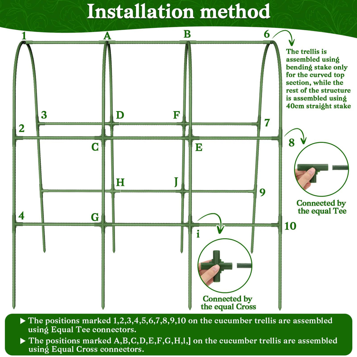 Cucumber Trellis for Raised Bed, Garden Arch Trellis for Climbing Plants Outdoor, Metal Garden Trellis for Spring Vegetables, Cucumber Trellis for Tomato, Bean, Pea, Grape, Plant